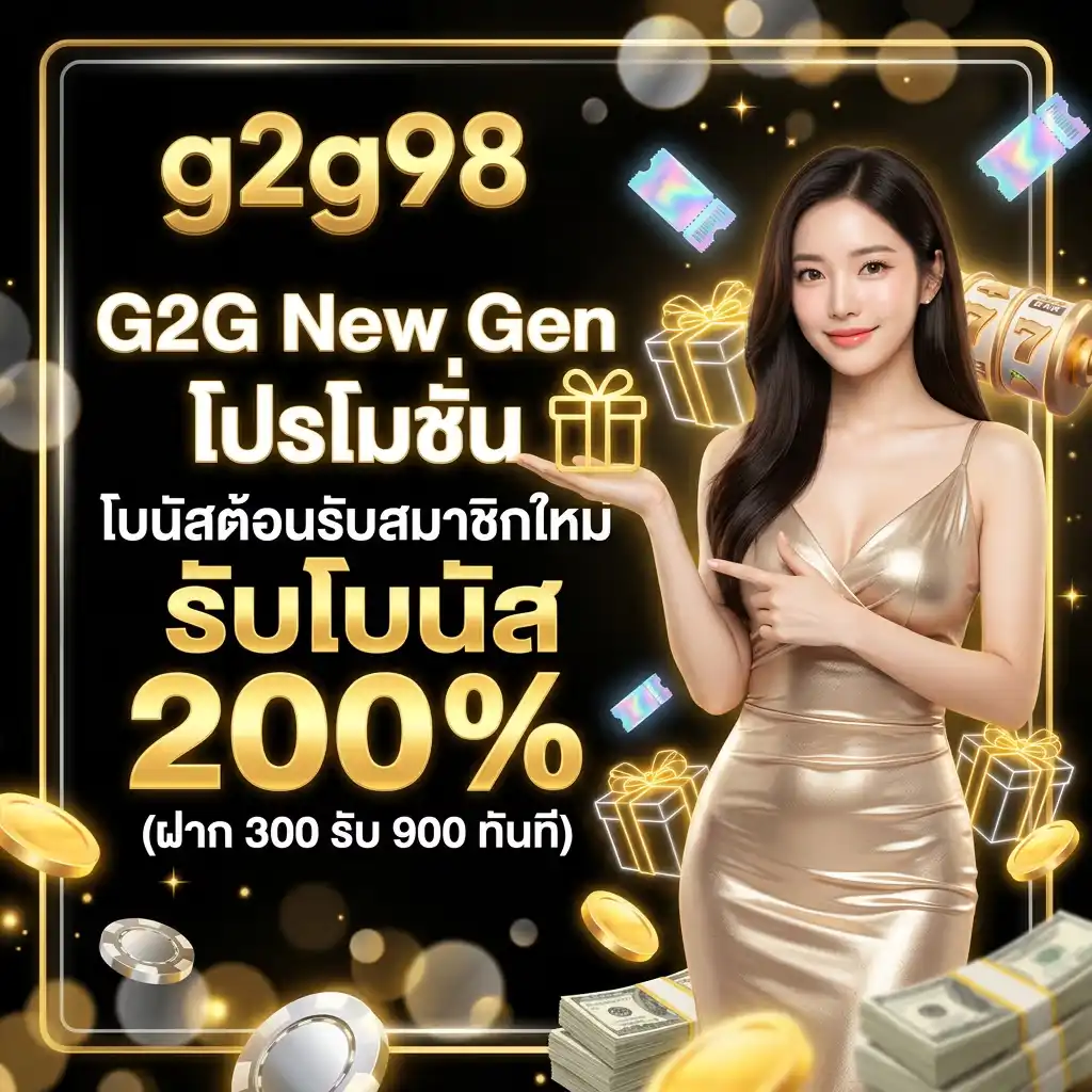 1: G2G New Gen โปรโมชั่น โบนัสต้อนรับสมาชิกใหม่ รับโบนัส 200% (ฝาก 300 รับ 900 ทันที)